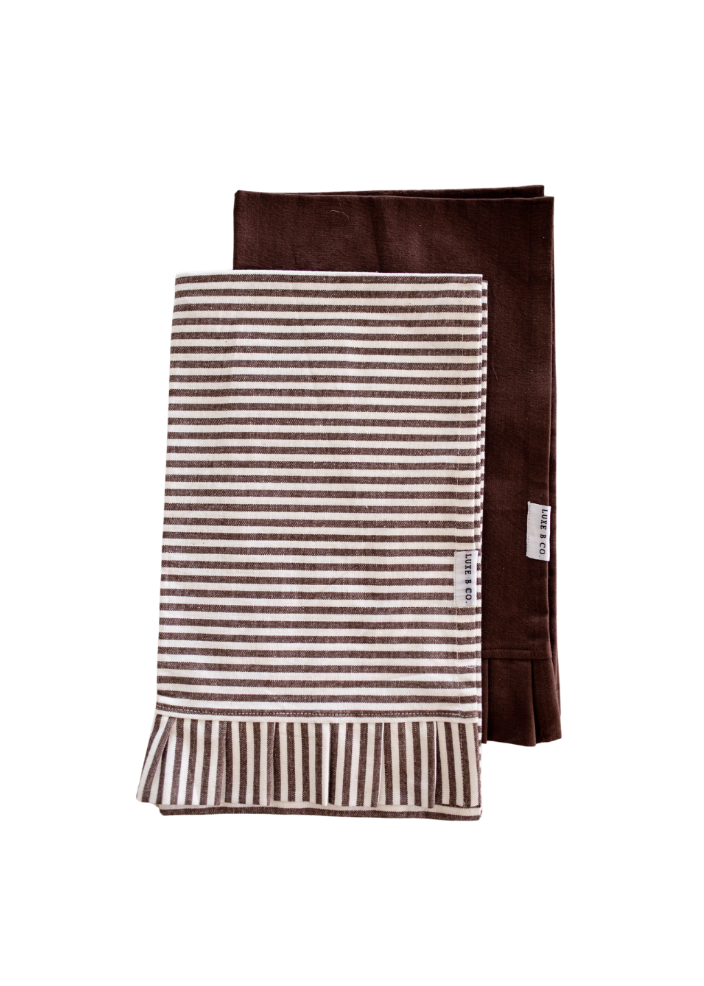 Ruffle Kitchen Towel | Brown & White Stripes