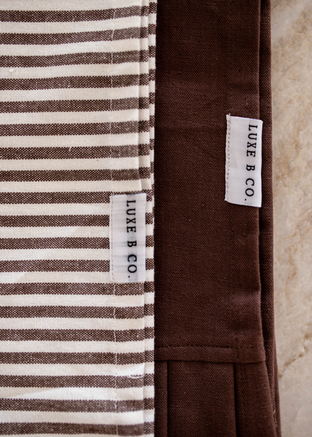 Ruffle Kitchen Towel | Brown & White Stripes