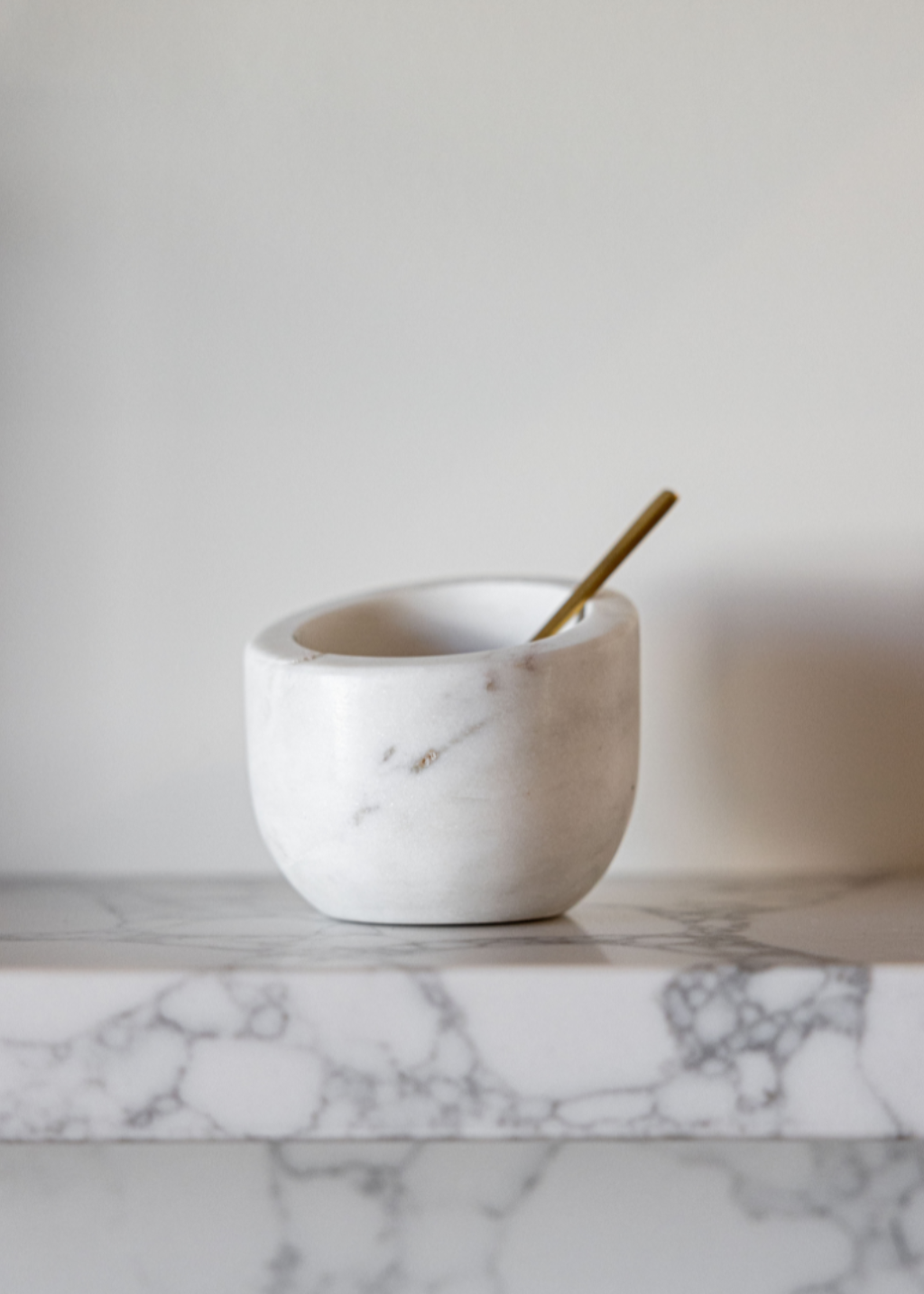 Marble Salt Cellar with Brass Inspired Spoon