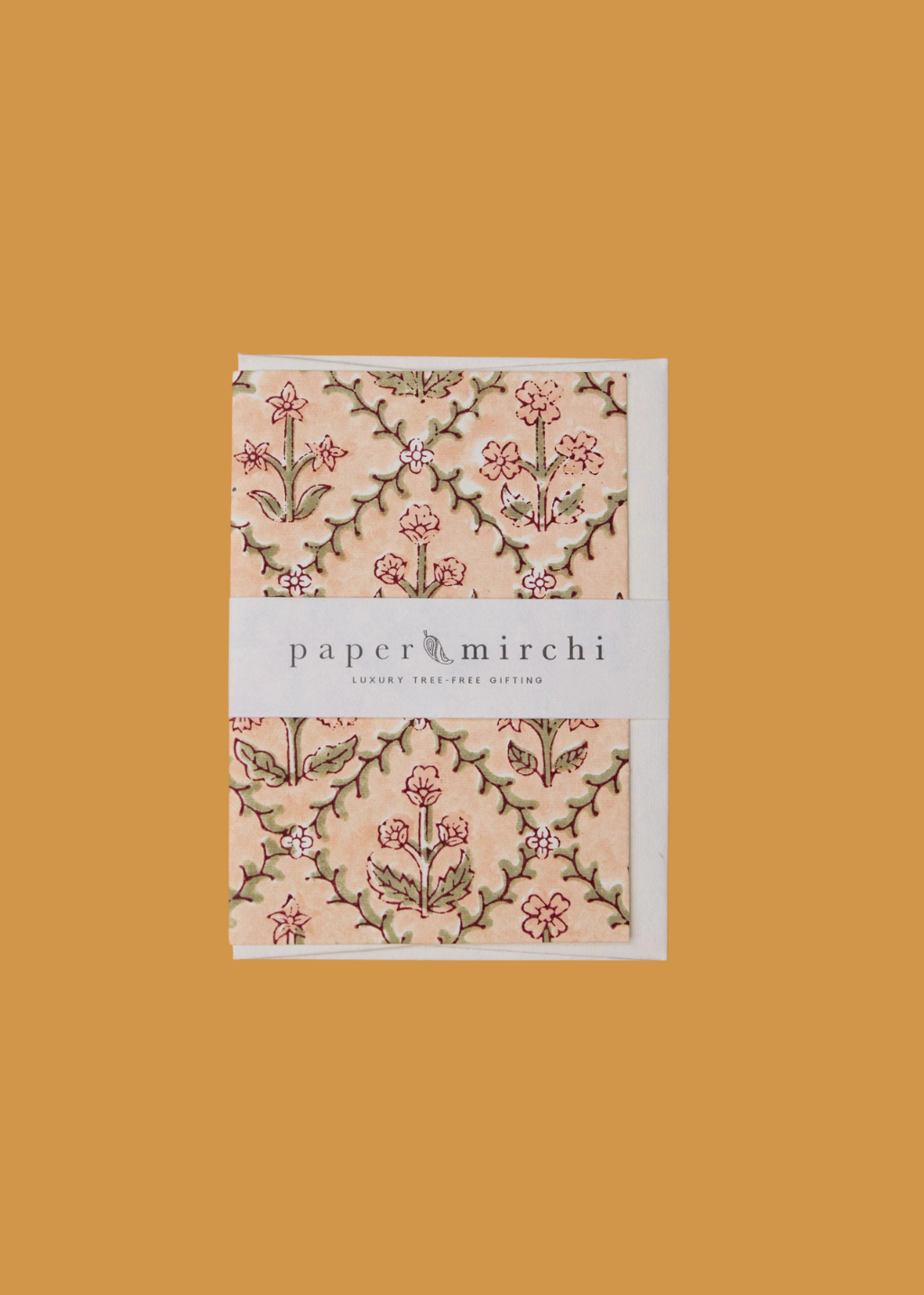 Block Print Card | Floral Lattice Terracotta