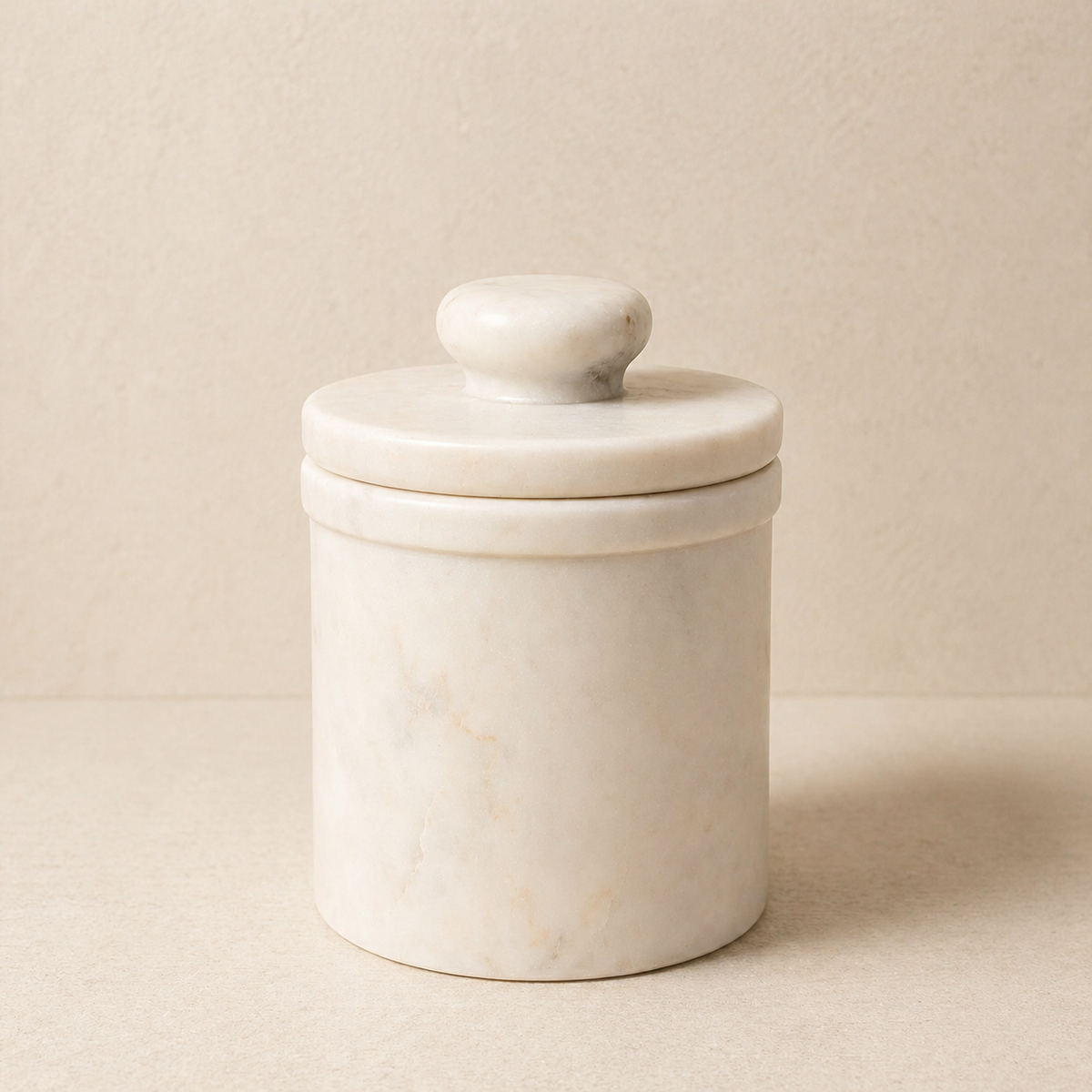 White Marble Butter Bell