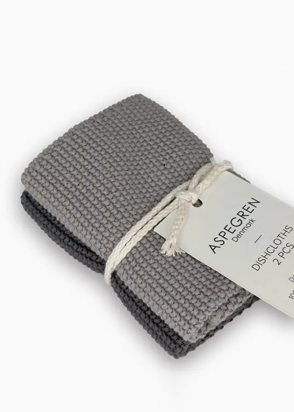 Aspegren Denmark 3242- Knit Dishcloths | Solid Gray 2pc