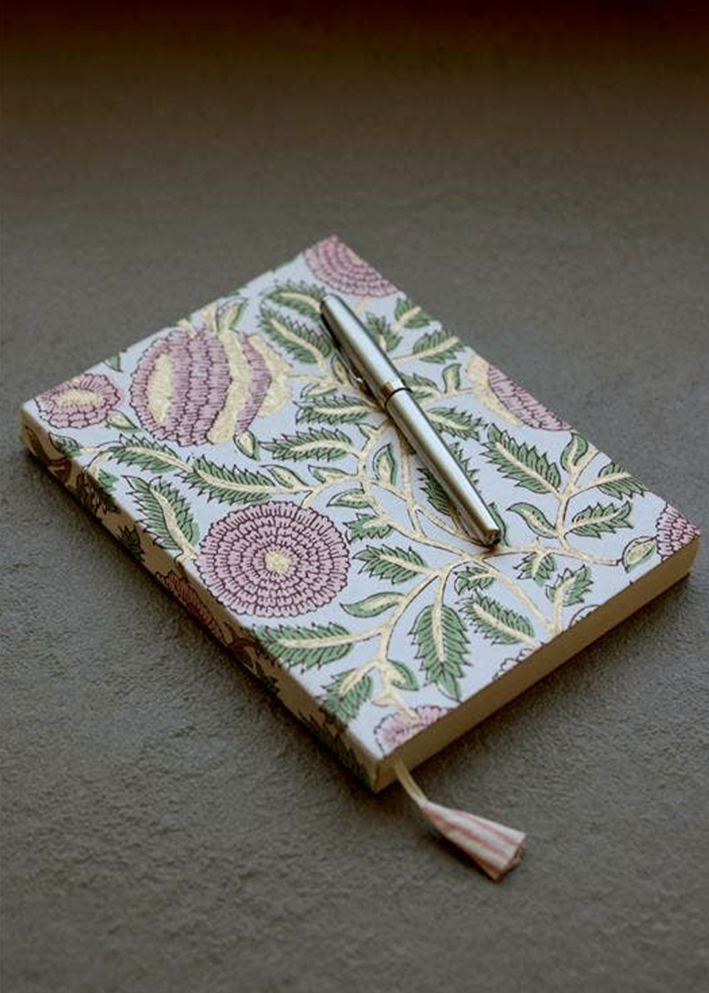Block Print Ruled Notebook | Marigold Glitz Blush