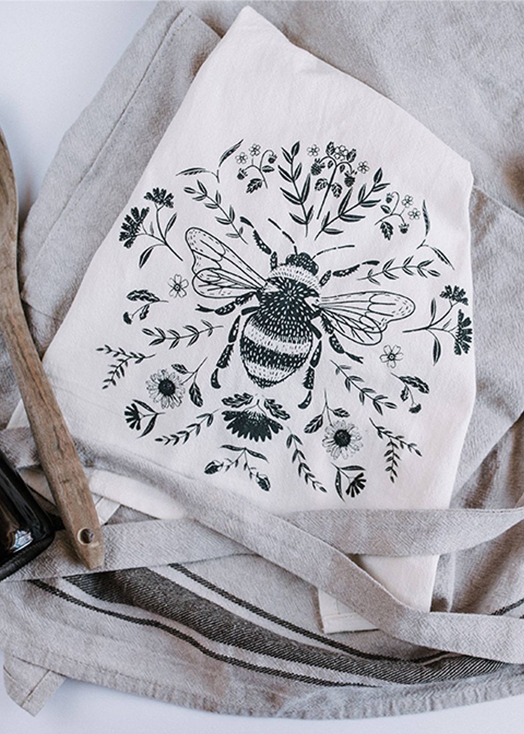 Charcoal Bee Tea Towel