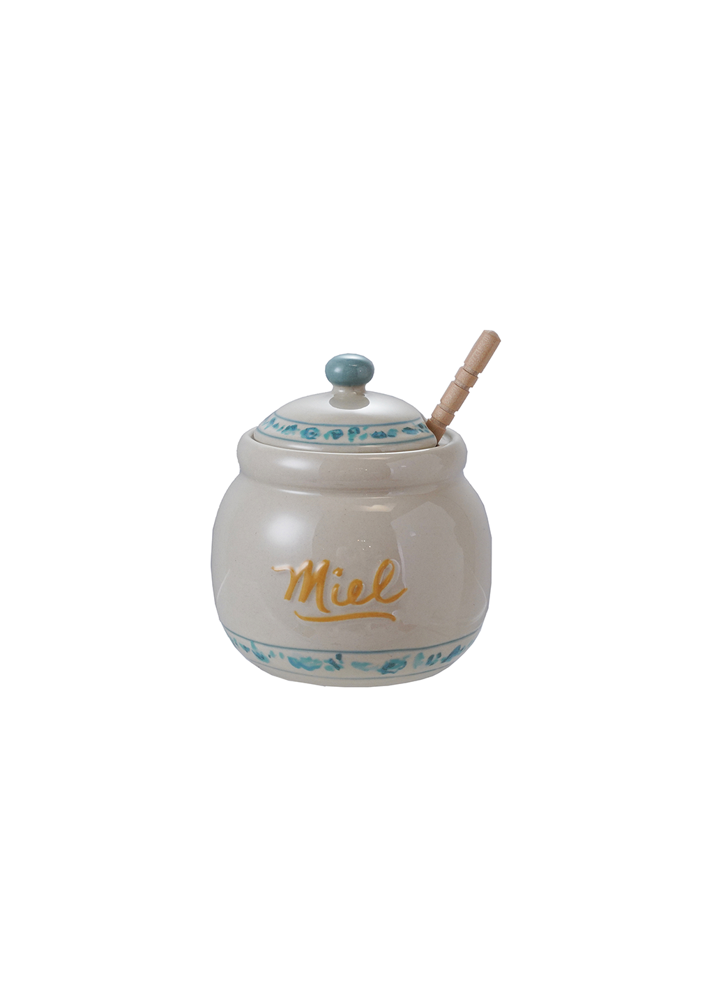 Stoneware Honey Jar w/ Wood Dipper