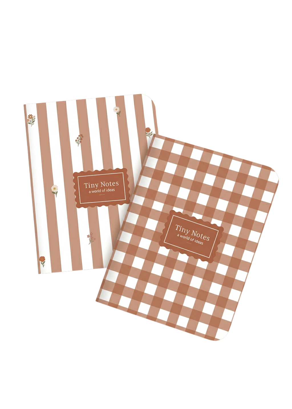 Pocket Notebook Set of 2 | Terracota Gingham & stripes