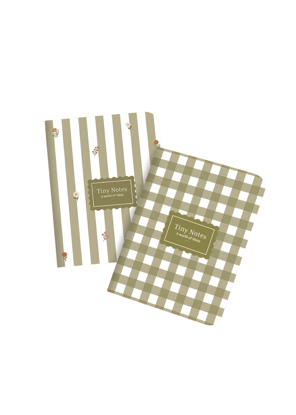 Pocket Notebook Set of 2 | Green Gingham & Stripes