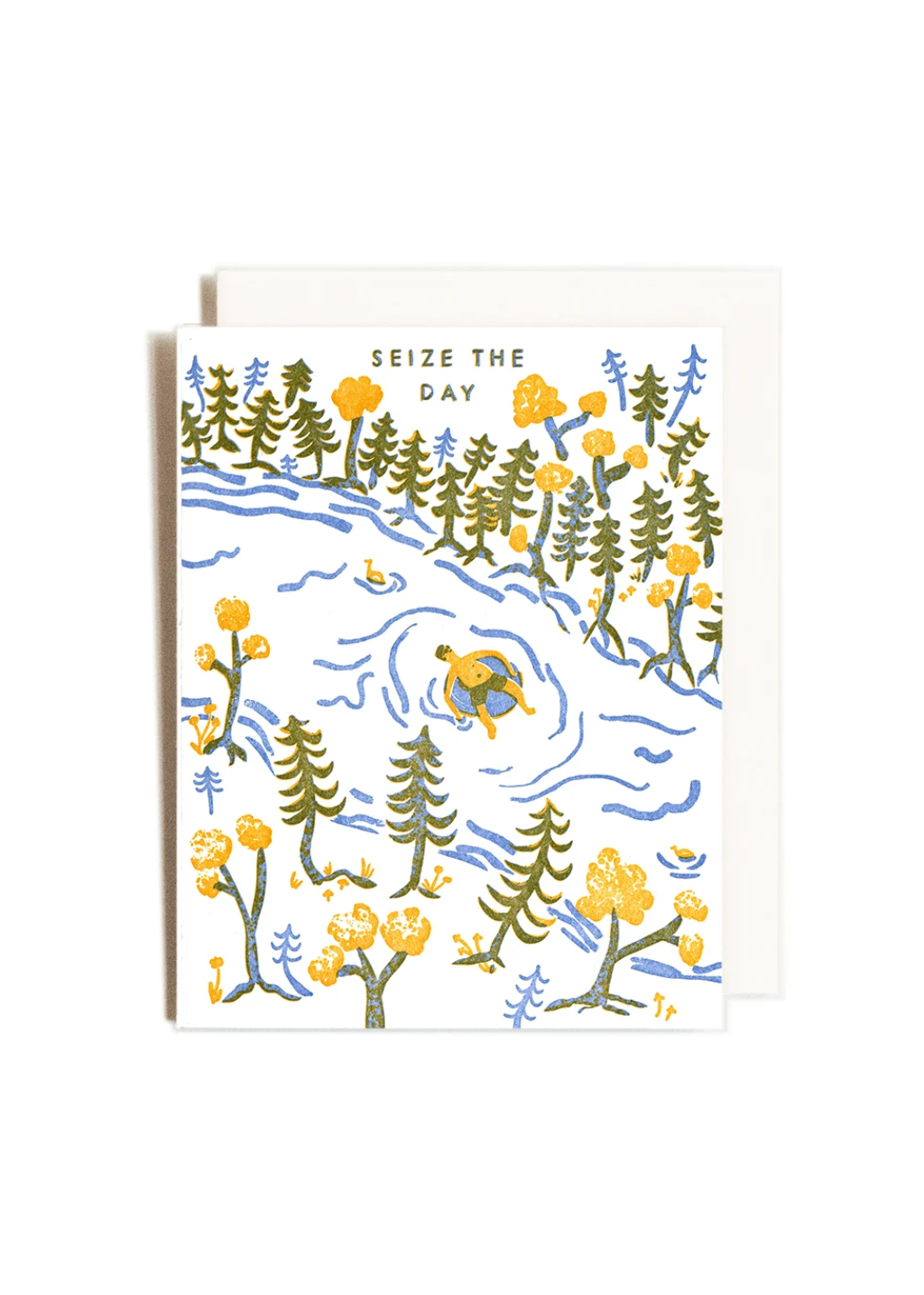 Letterpress Card | Seize the Day Tubing River