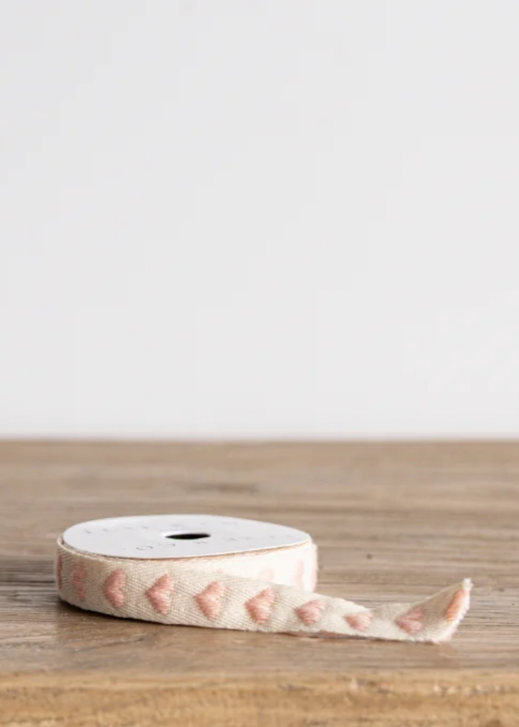 Blush Pink Hearts Woven Ribbon
