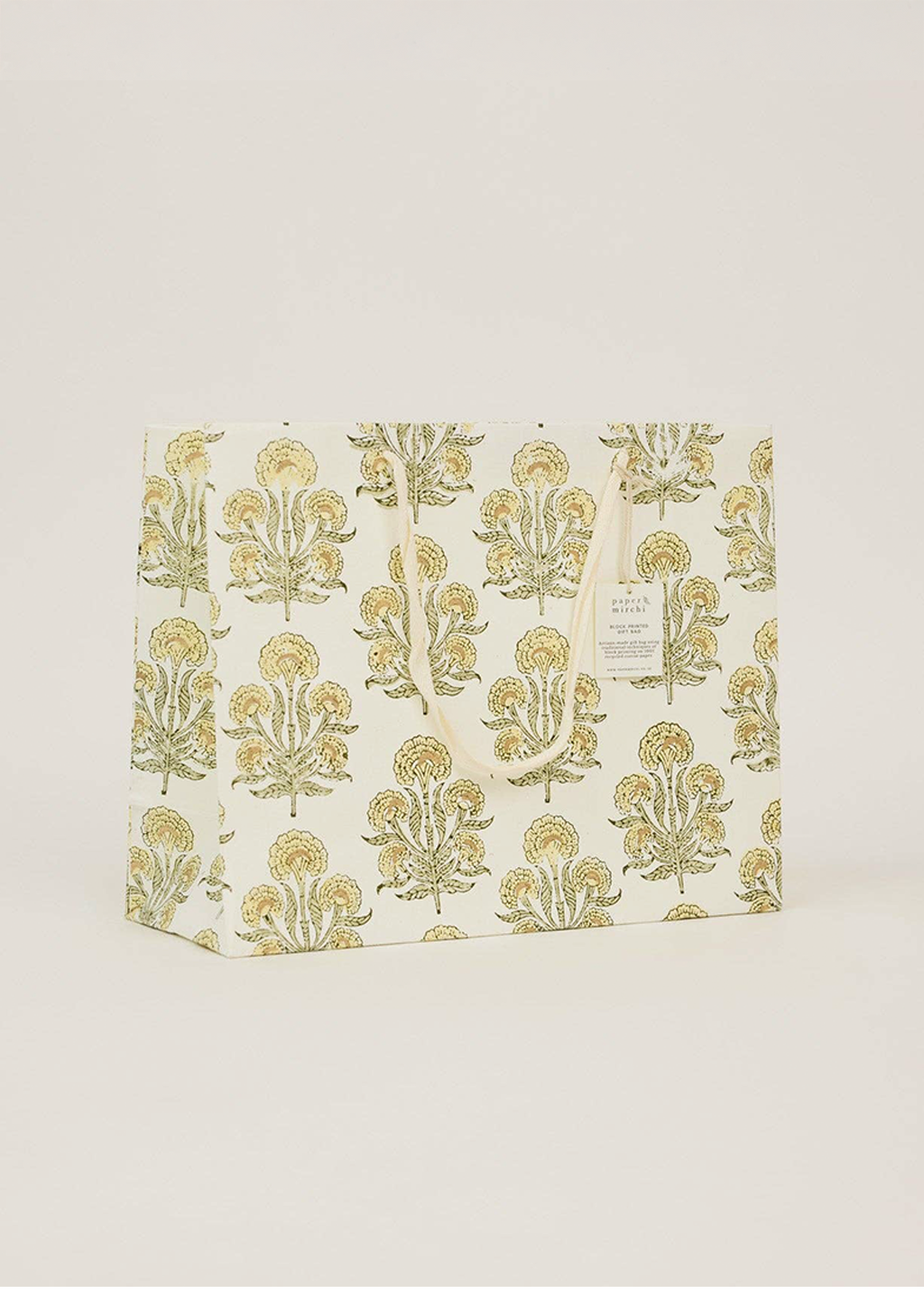 Block Print Gift Bag | Buttercream (L)