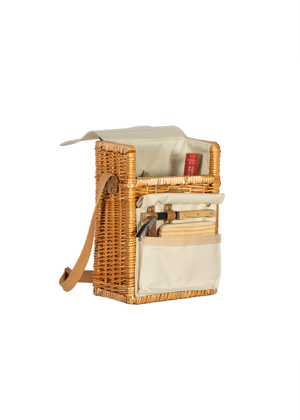 Willow Bottle Bag with Cheese Board Knife | 2 Bottle