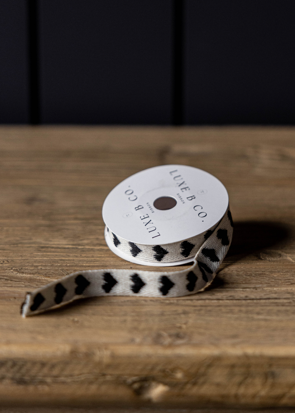 Black Hearts Cotton Ribbon