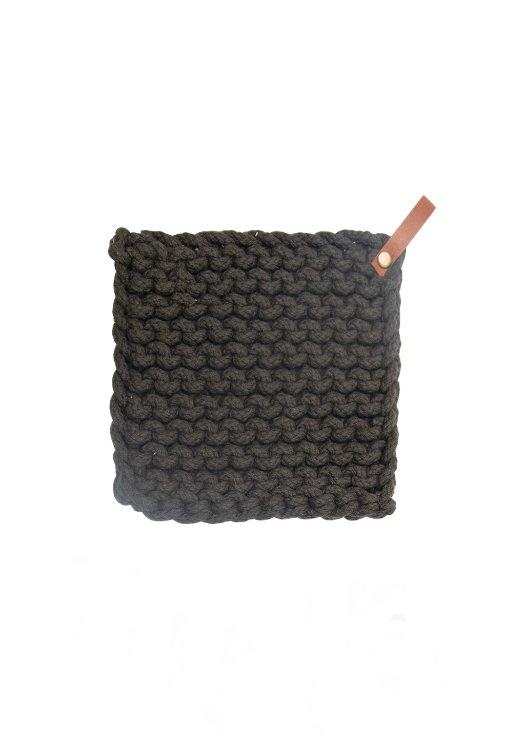 SQ Crocheted Pot Holder w Leather Loop