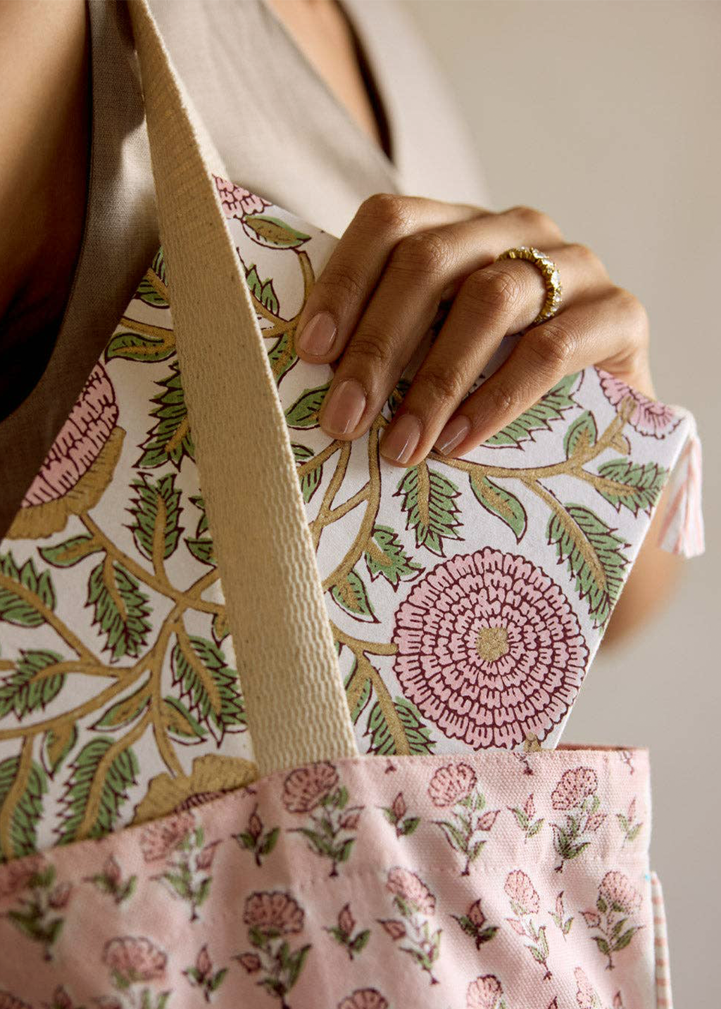 Block Print Ruled Notebook | Marigold Glitz Blush