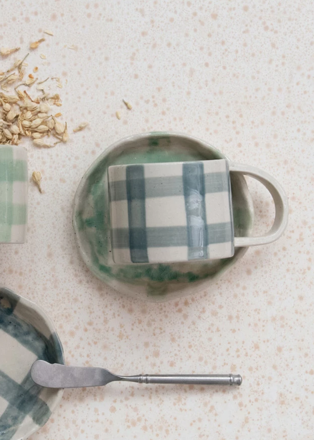 12oz Grid Pattern Mug | Blue