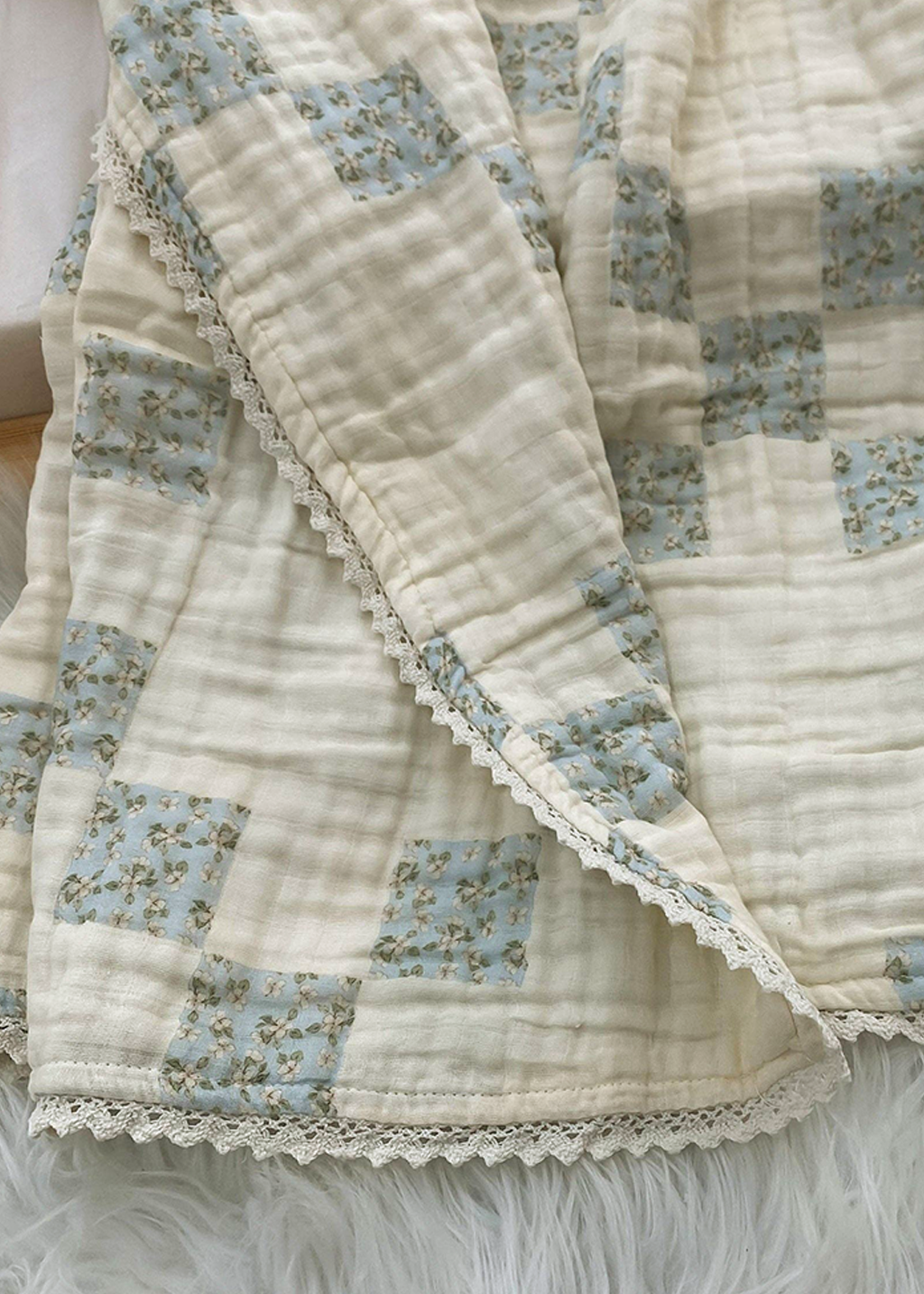 6-Layer Muslin Cover | Blue Printed Quilt Model