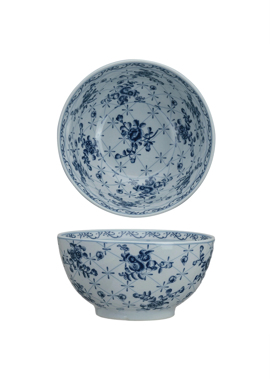 10" Porcelain Bowl | Floral Lattice