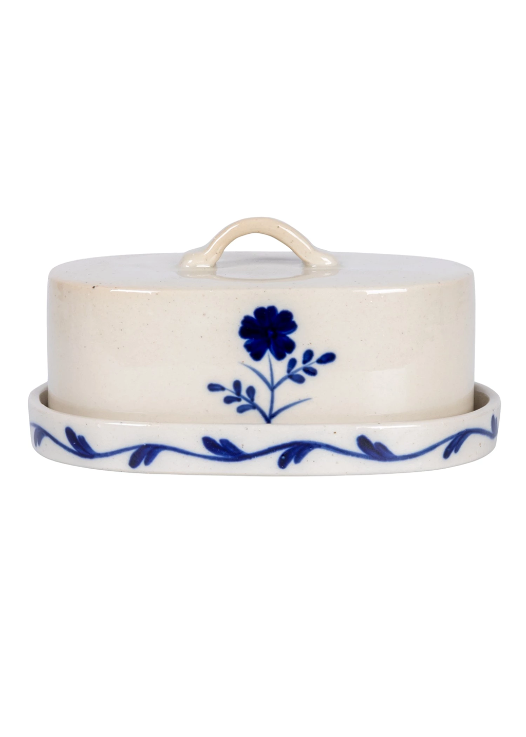 Hand-Painted Flower Butter Dish