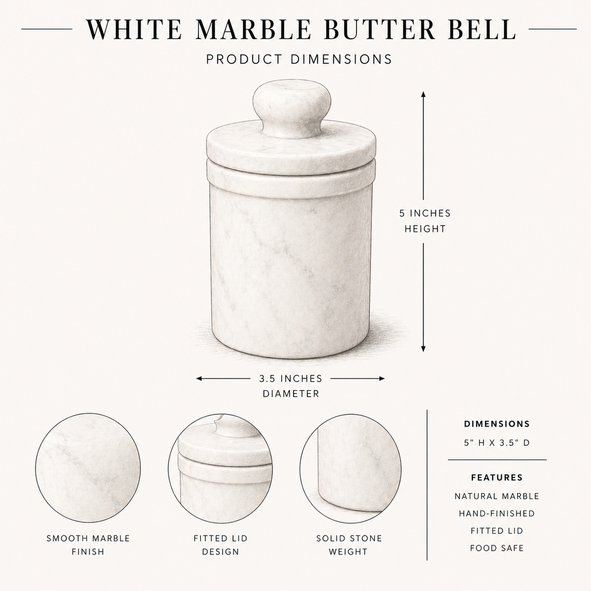 White Marble Butter Bell