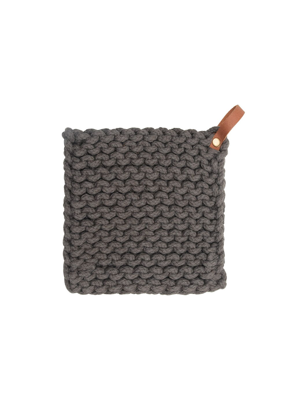 SQ Crocheted Pot Holder w Leather Loop