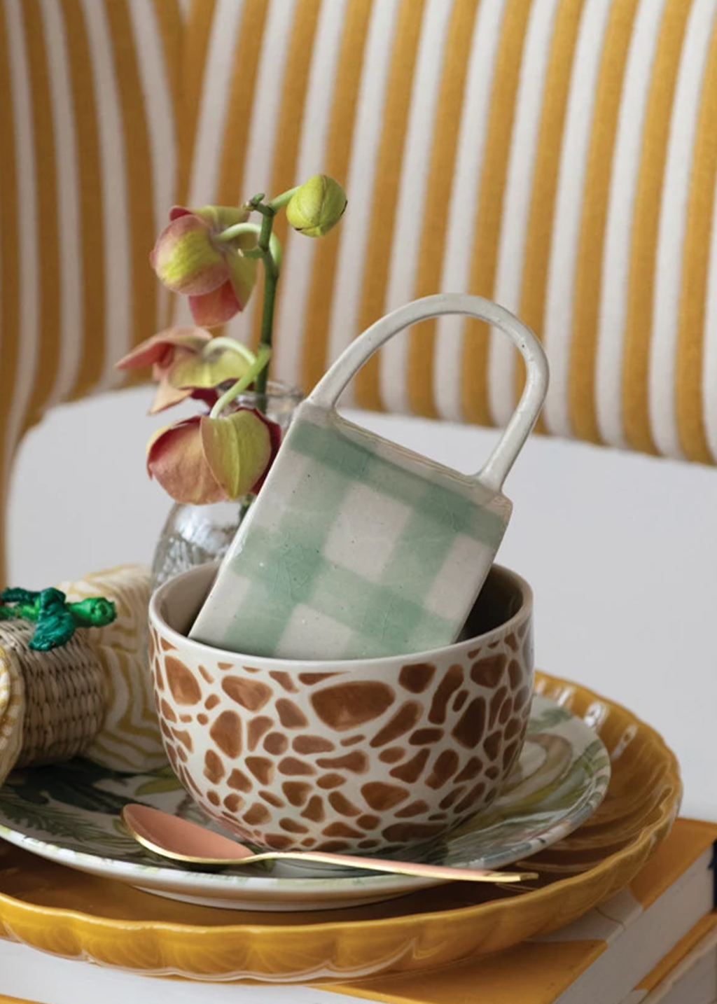 12oz Grid Pattern Mug | Green