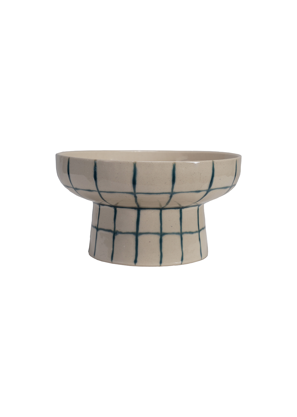Grid Pattern Stoneware Pedestal