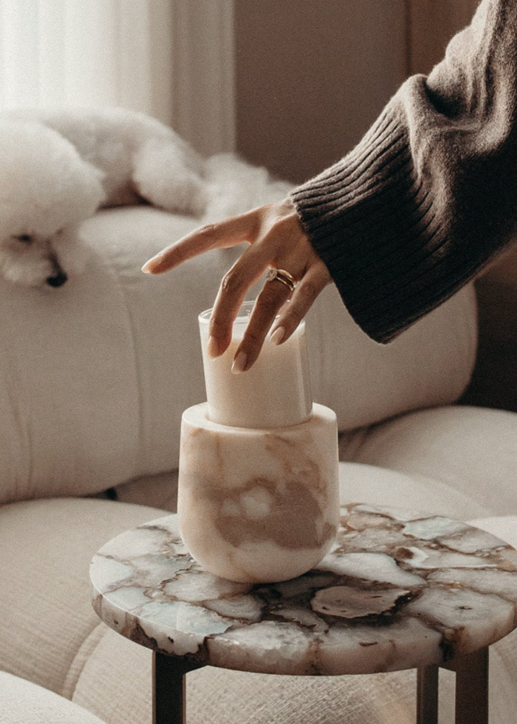 Calacatta Gold Marble Refillable Vessel & No.00 Candle