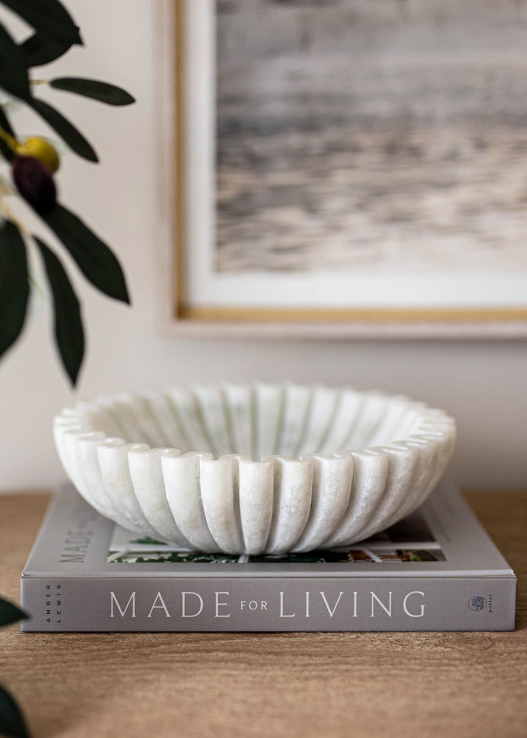 Marble Fluted Scalloped Bowl | L