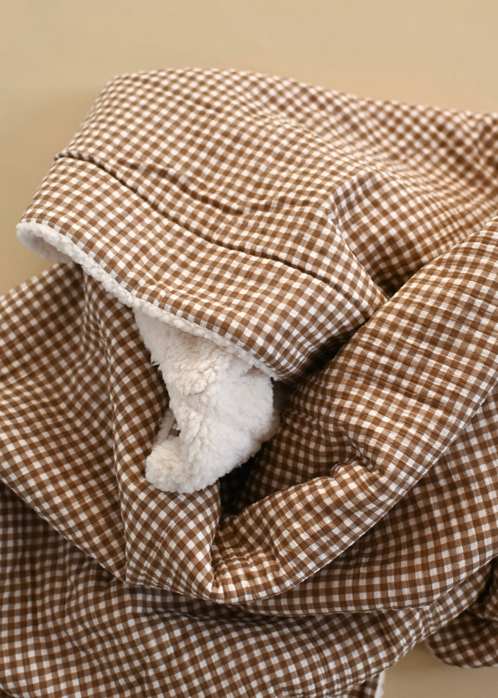 Minika Muslin & Sherpa Blanket | Vichy Brown Gingham