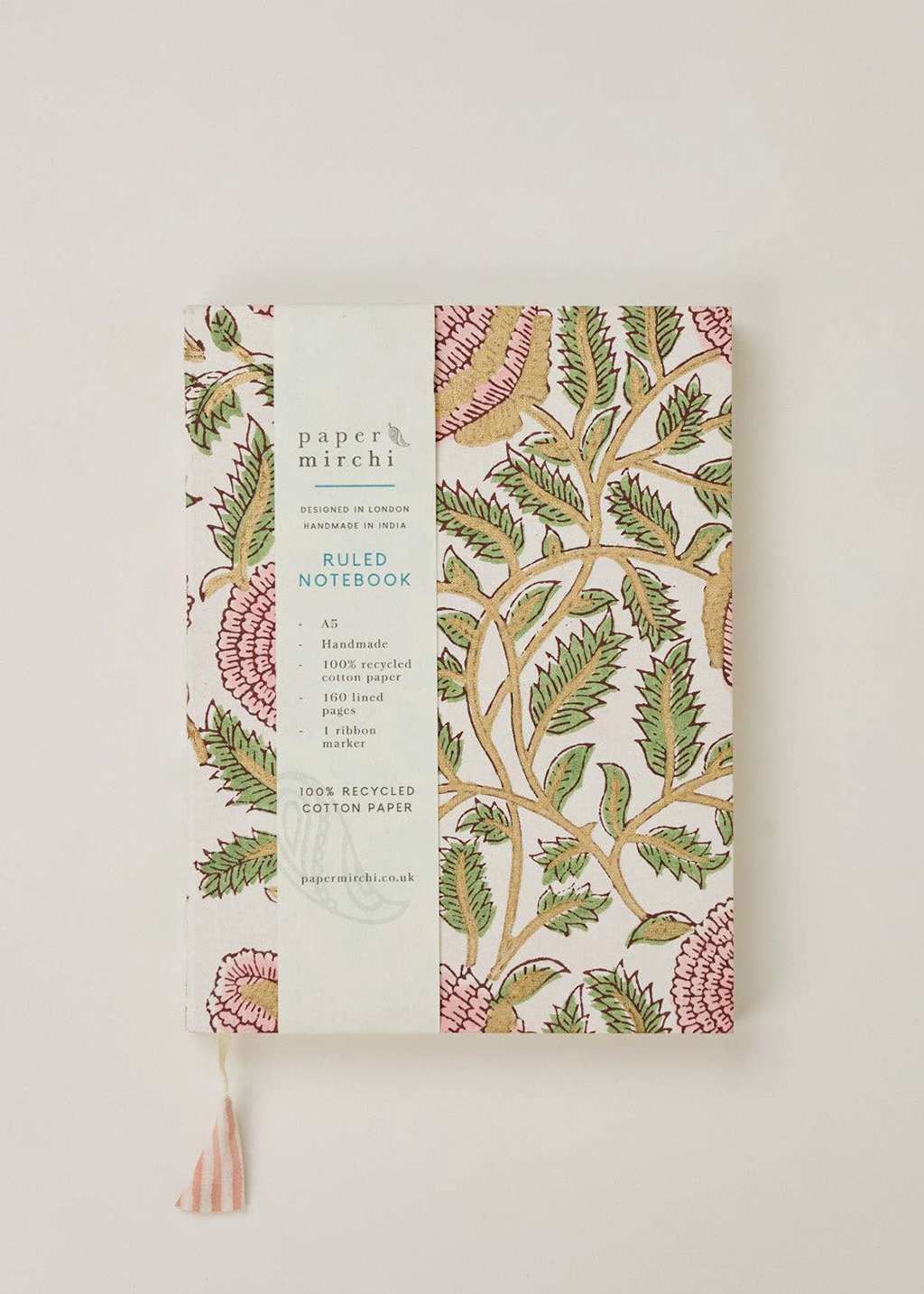 Block Print Ruled Notebook | Marigold Glitz Blush
