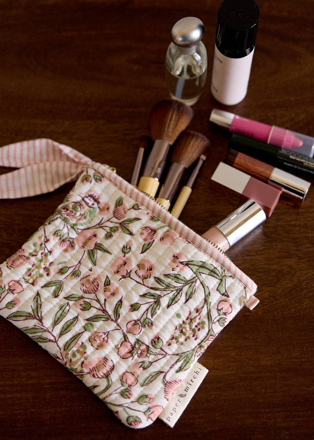 Cotton Zip Pouch Blush | Song Birds (M)
