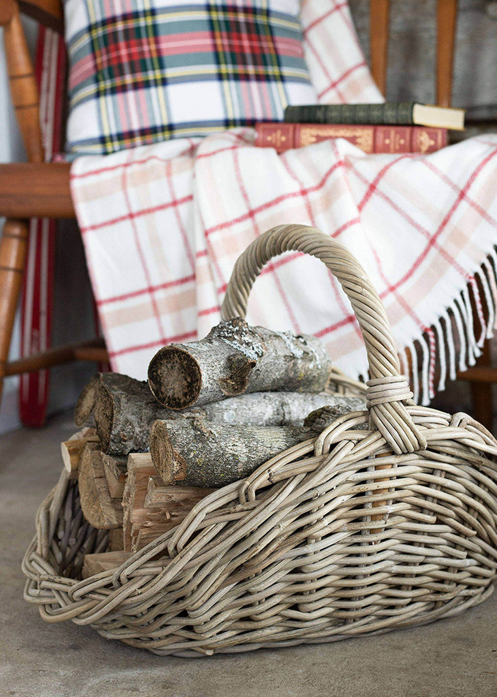 Oval Rattan Gathering Basket | Grey