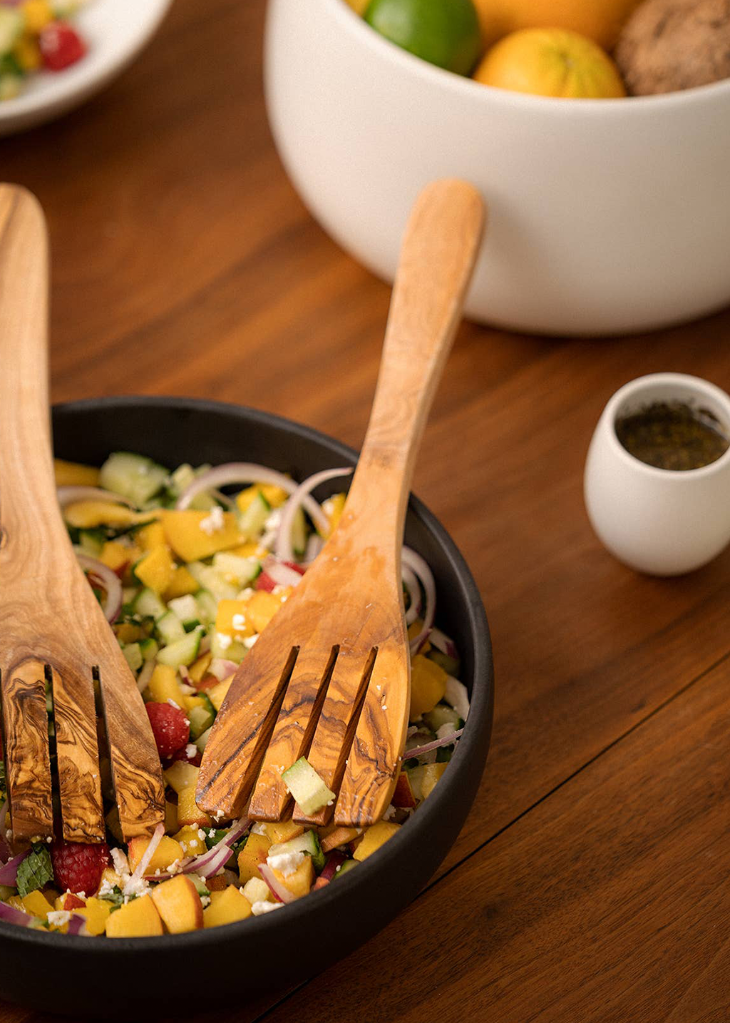 Olive Wood Spatula-Fork Serving Set
