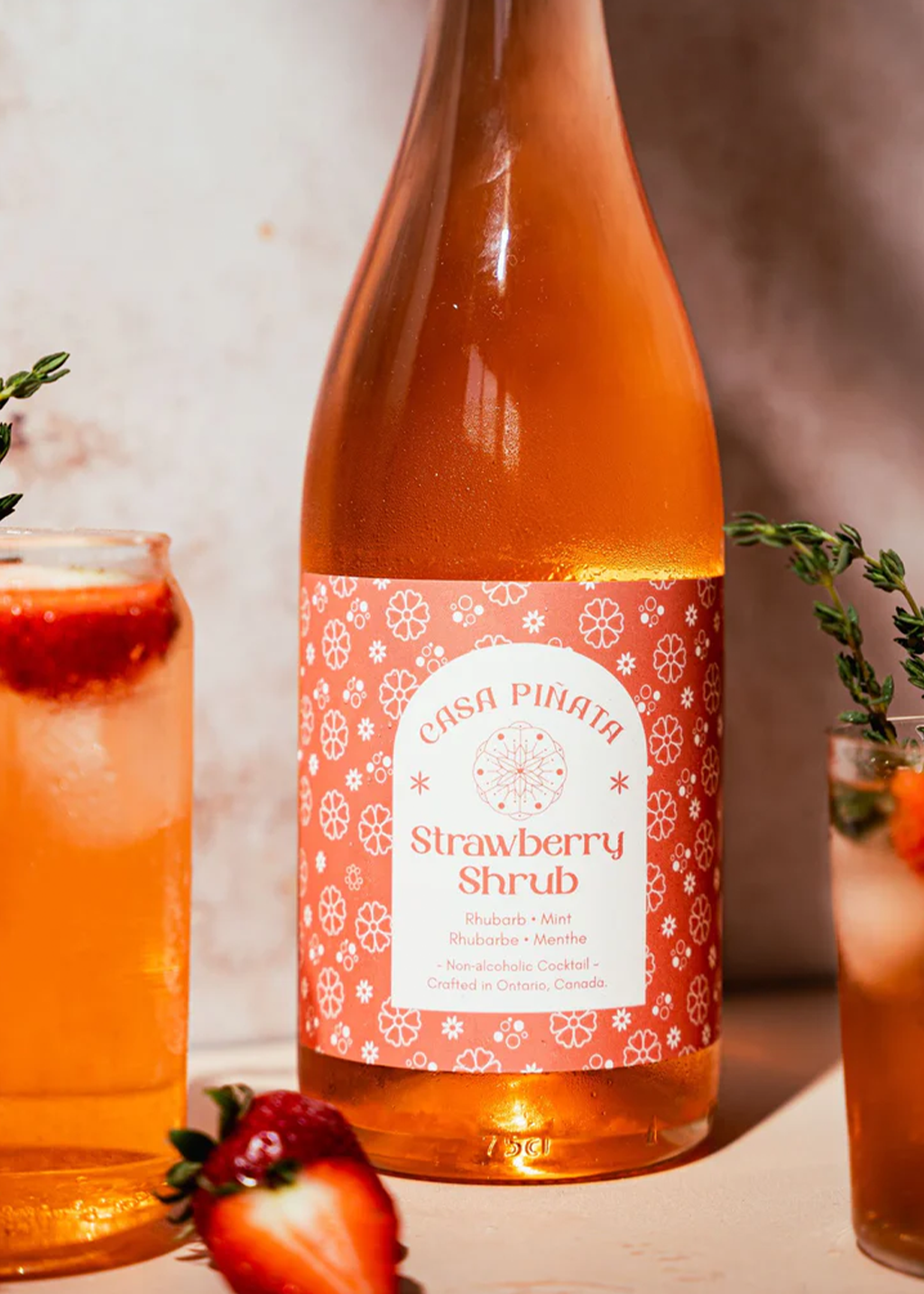 Sparkling Strawberry Shrub Mocktail