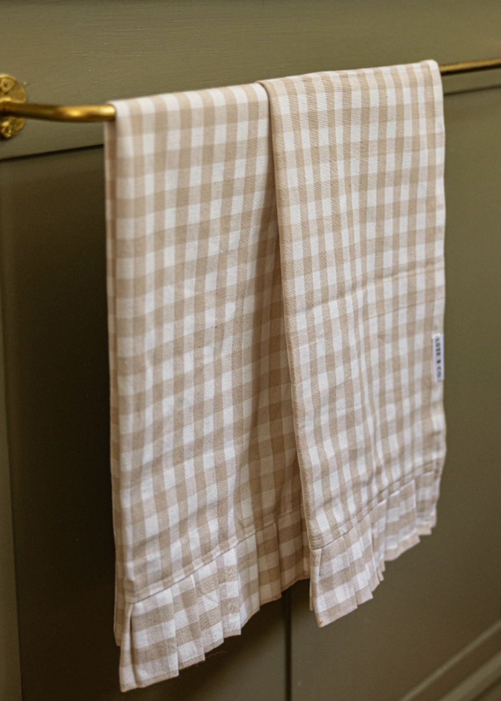 Ruffle Beige Gingham Kitchen Dish Towel