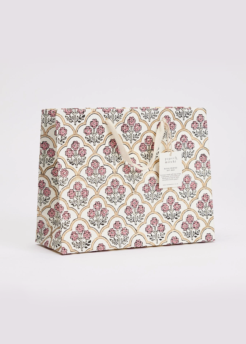 Block Printed Gift Bag | Pink Earth (M)