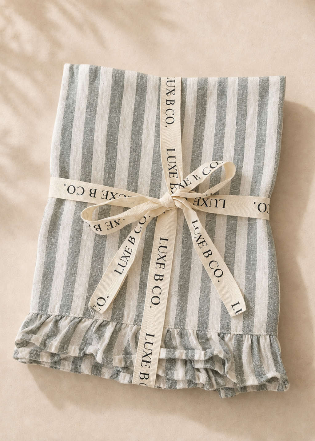 Linen Ruffle Dish Towel | Soft Green