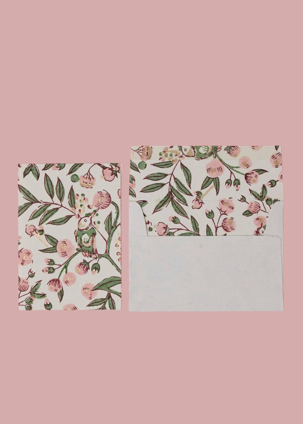 Block Printed Greeting Card - Songbird Blush