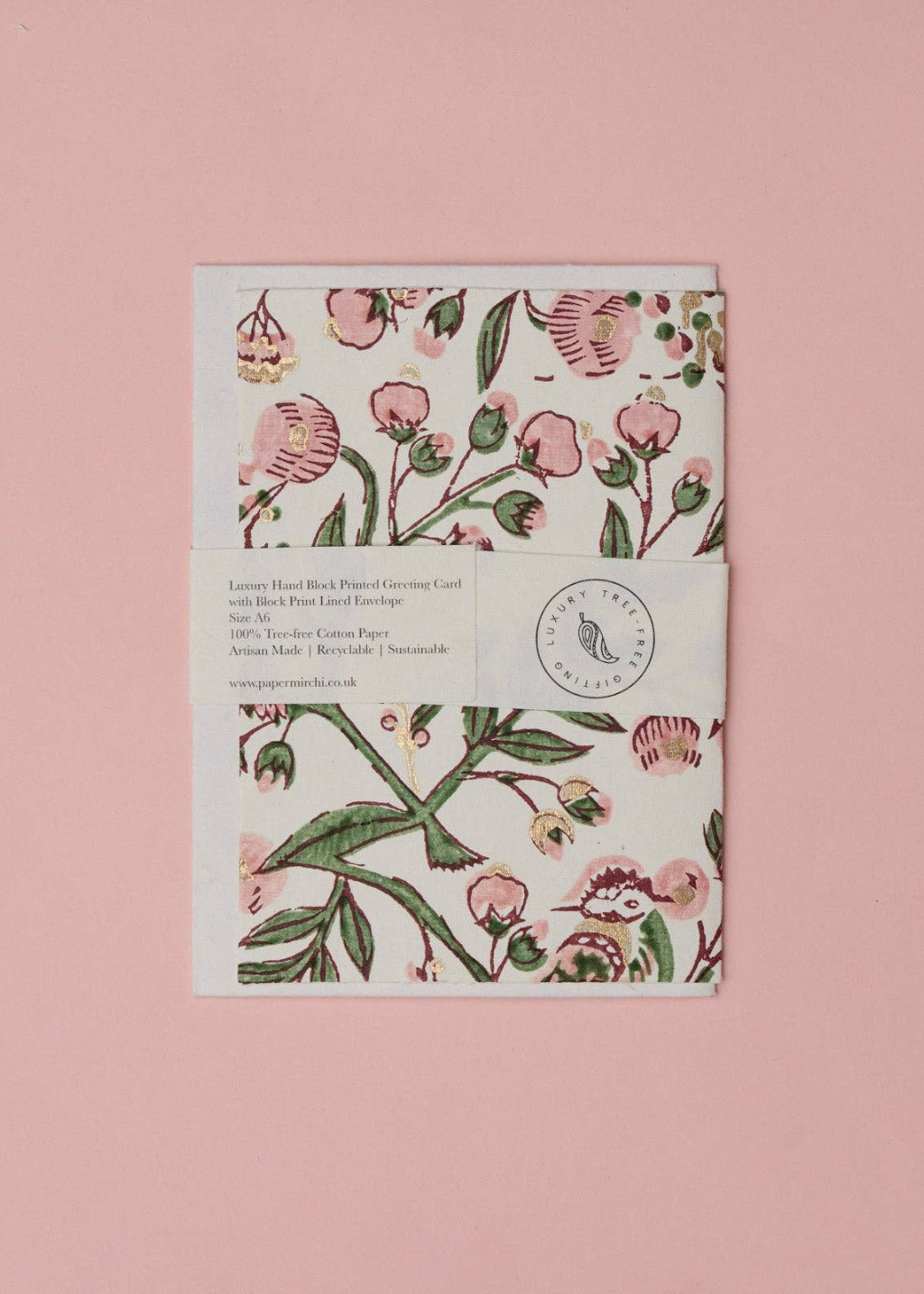 Block Printed Greeting Card - Songbird Blush