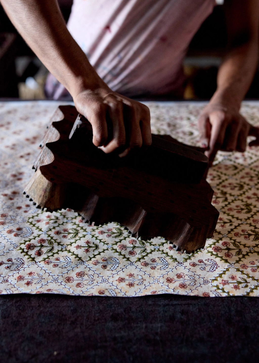 Block Print Card | Floral Lattice Terracotta
