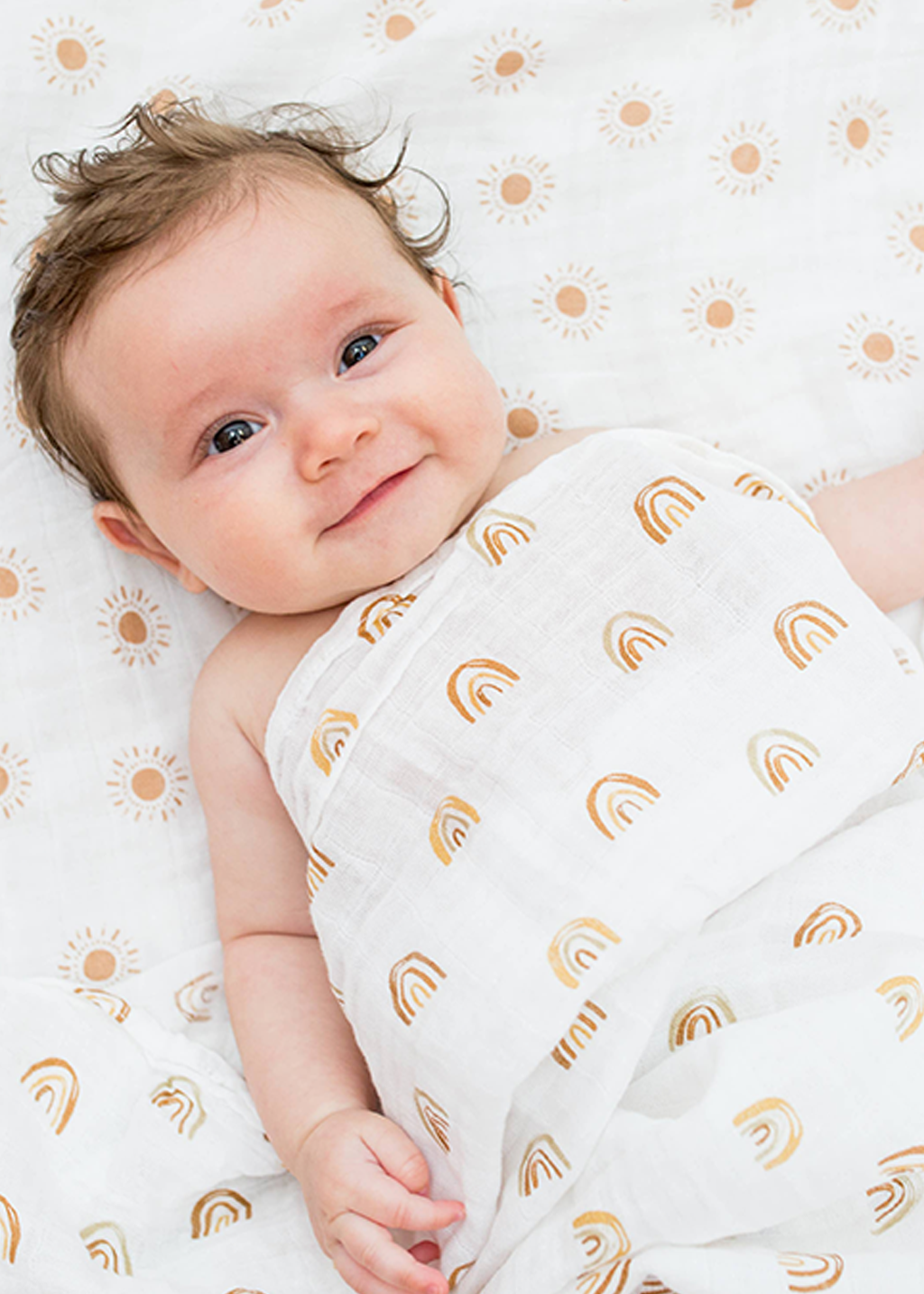 2pk Cotton Swaddle Blankets | Rainbows & Suns 