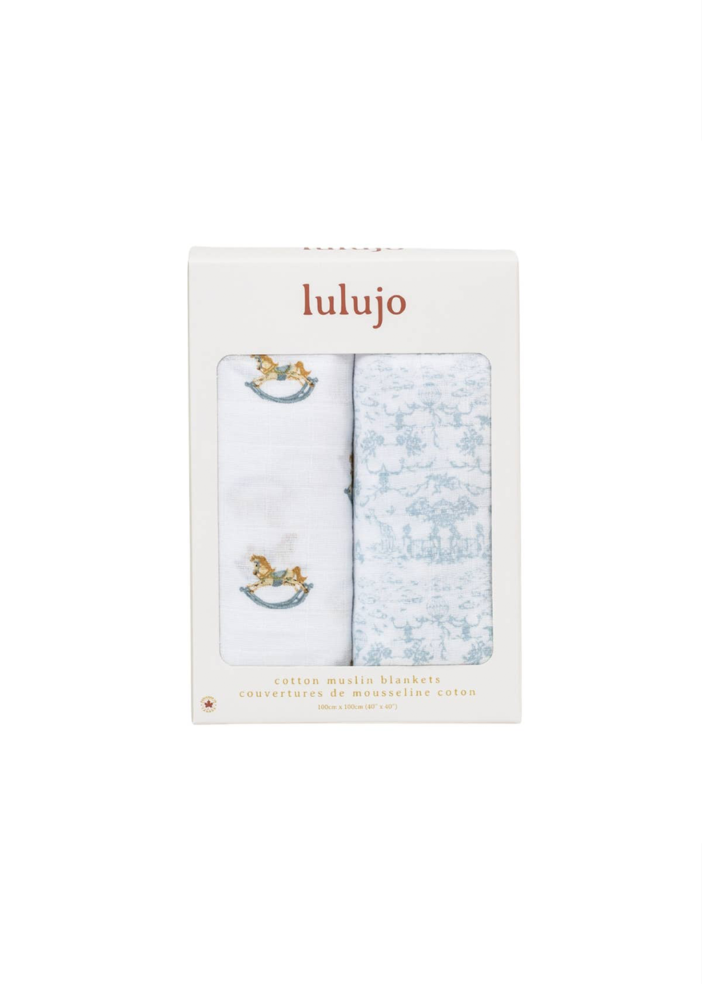 2pk Cotton Swaddle Blankets | Rocking Horse & Toile