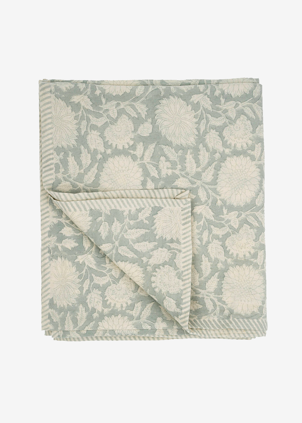 Maeve Block Print Tablecloth | Mist