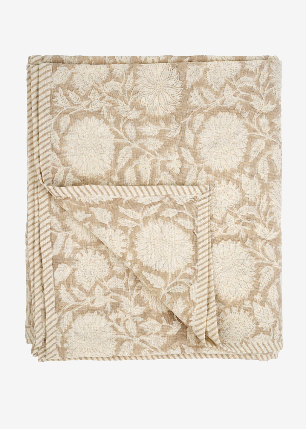 Maeve Block Print Tablecloth | Sand