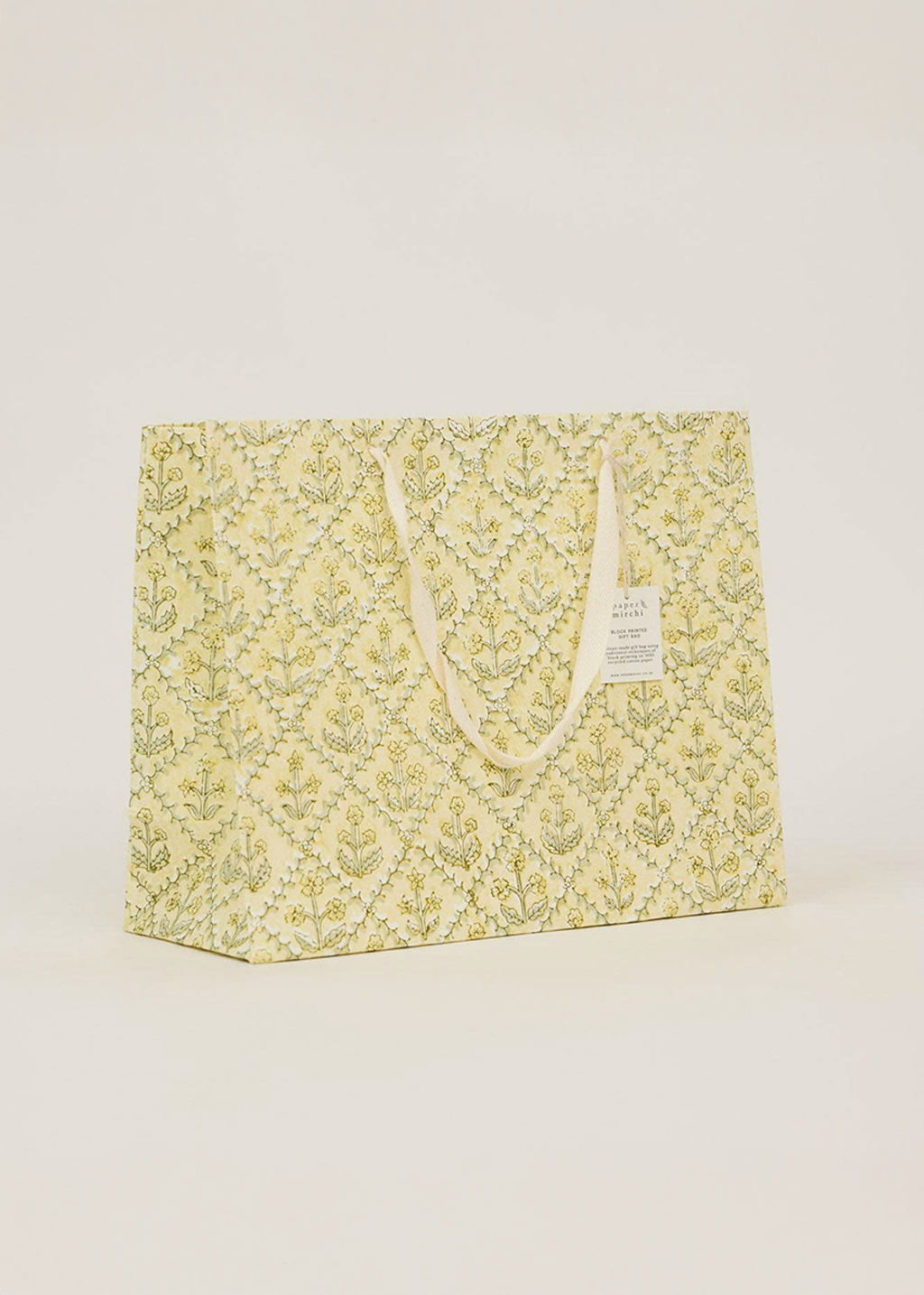 Block Print Gift Bag | Buttercream (L)