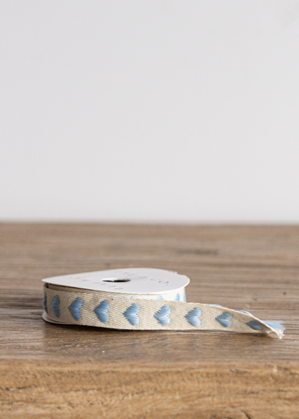 Soft Sky Blue Hearts Woven Ribbon