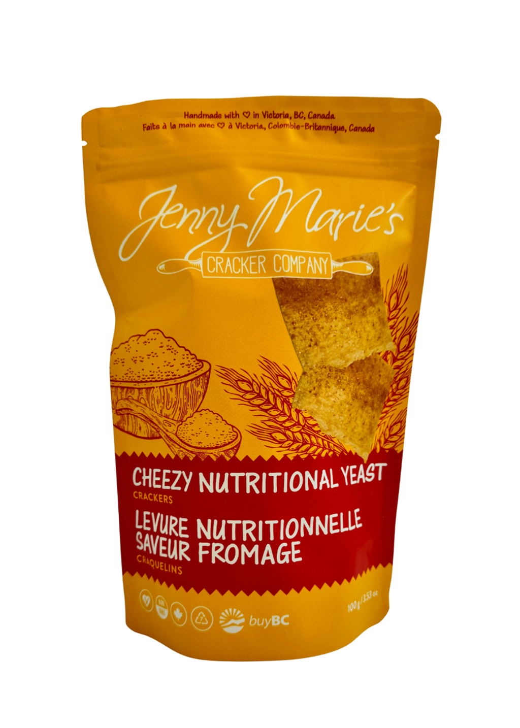 Jenny Marie's Cracker Company Cheezy Nutritional Yeast Vegan Crackers