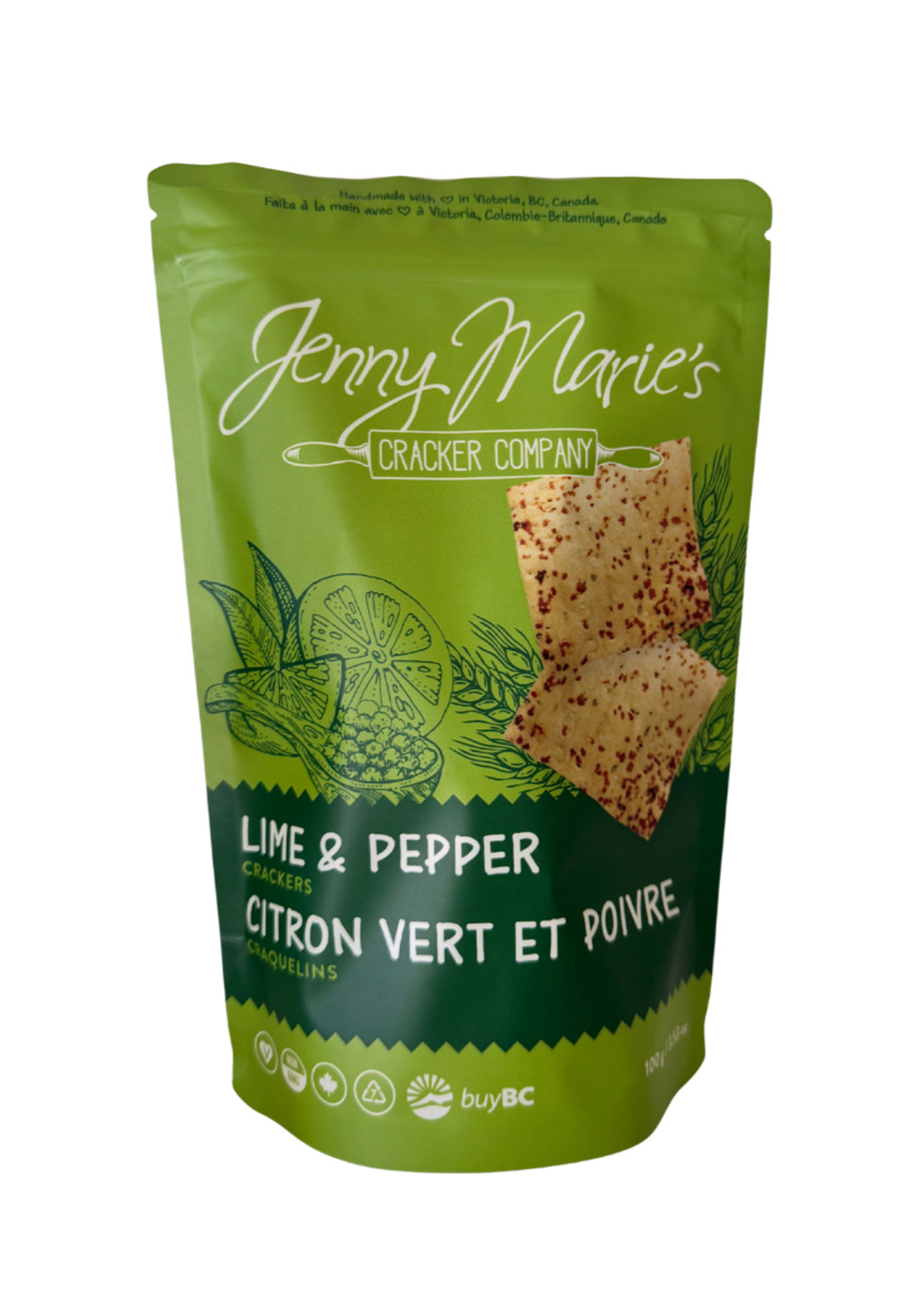 Jenny Marie's Cracker Company - Lime & Pepper Artisan Crackers