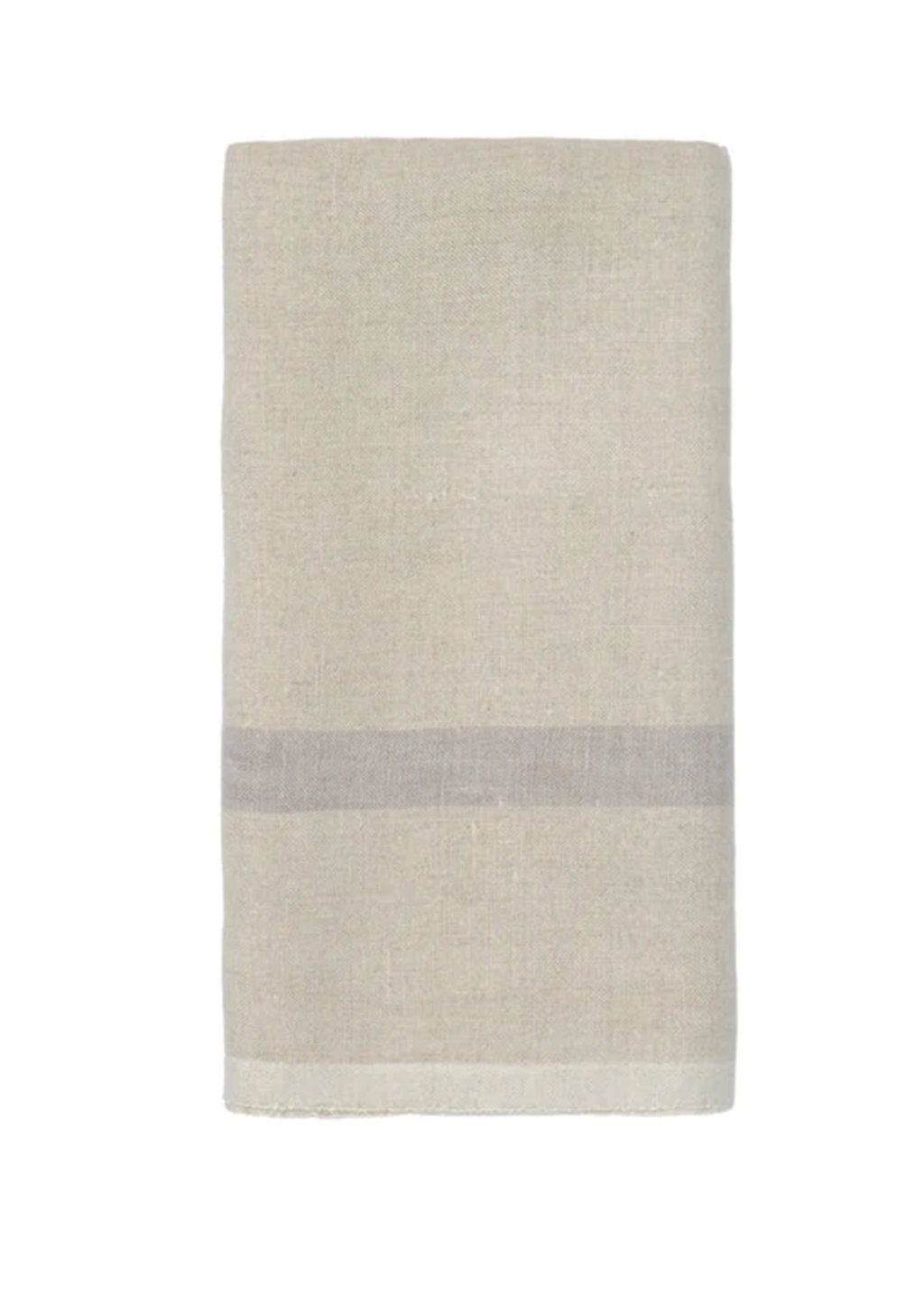 Lothantique Laundered Linen Tea Towel Natural + Grey stripe