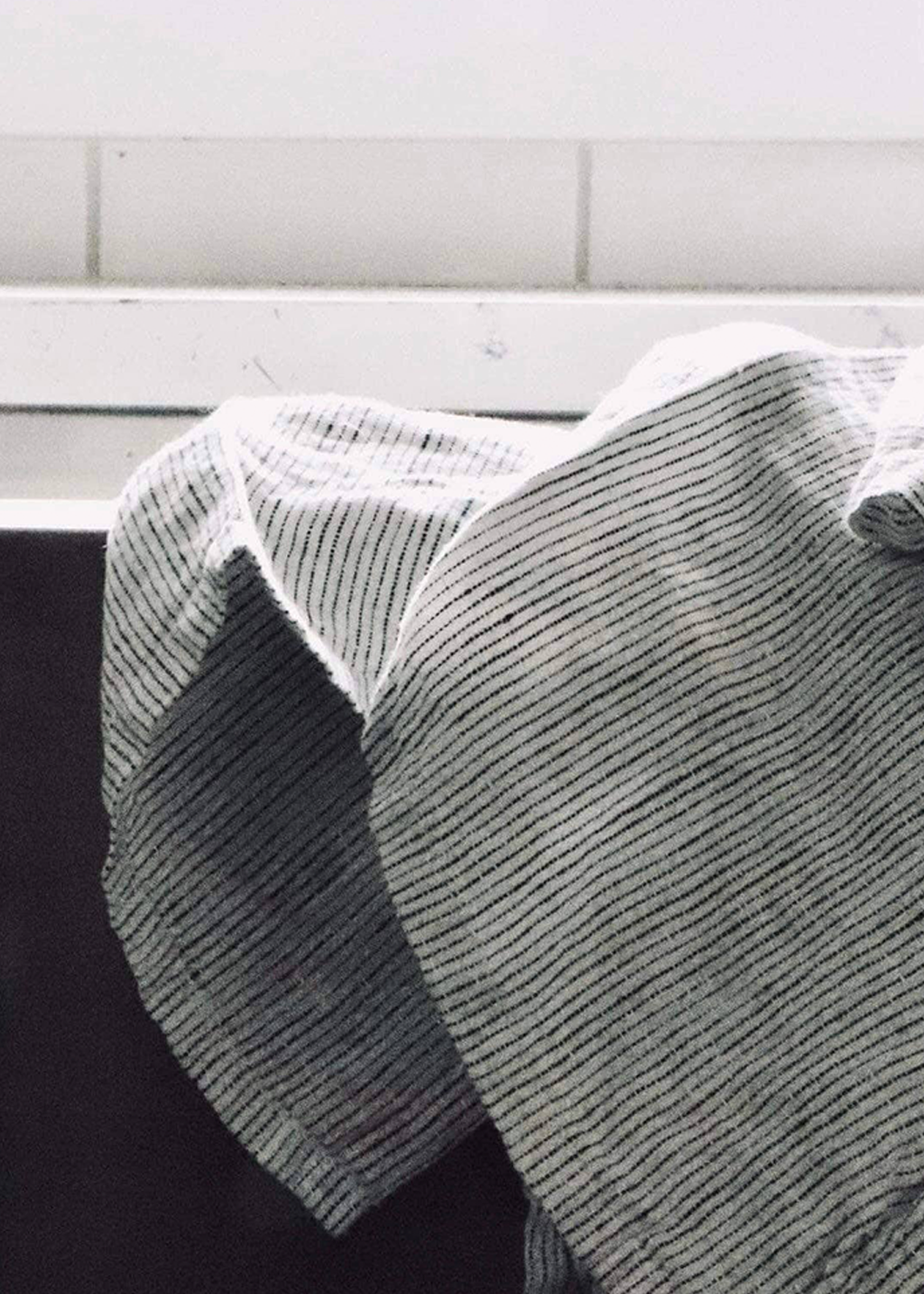 Linen Kitchen Towel | Black Pencil Stripe